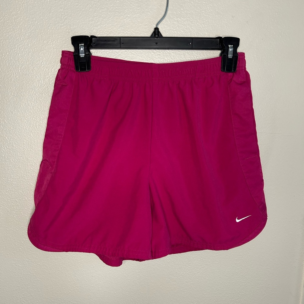 Nike Women's Pink Magenta Embroidered White Logo Athletic Shorts Size S Small